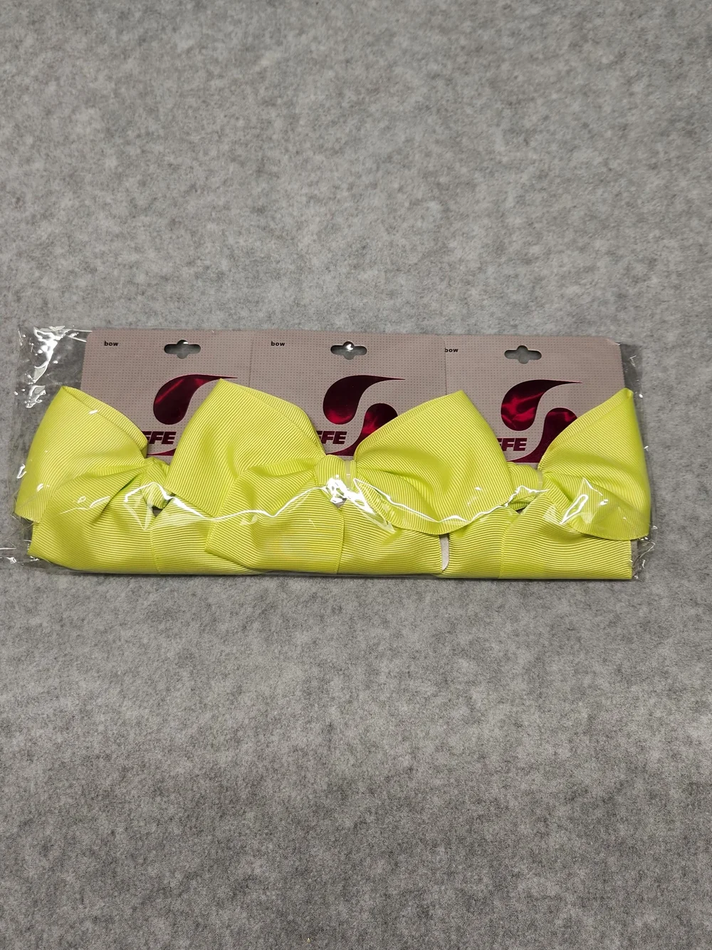 3 Pack-Soffe Neon Yellow Grosgrain Bow Hair Clip